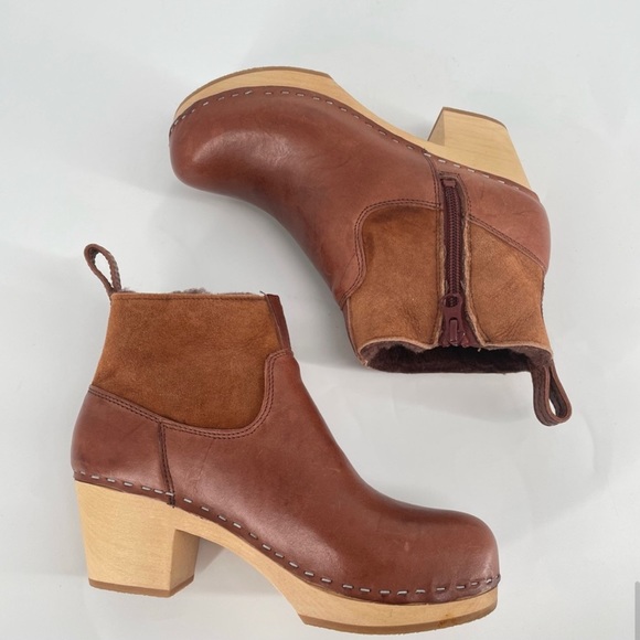 Swedish Hasbeens Shearling Lined Emy Zip It Clog Boot - Picture 8 of 11